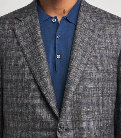 Canali Check Wool Blazer In Gray