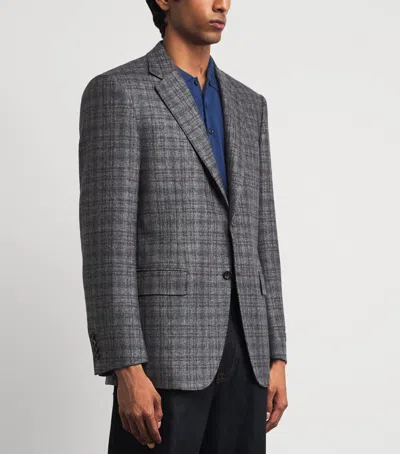 Canali Check Wool Blazer In Gray