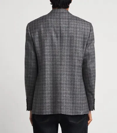Canali Check Wool Blazer In Gray