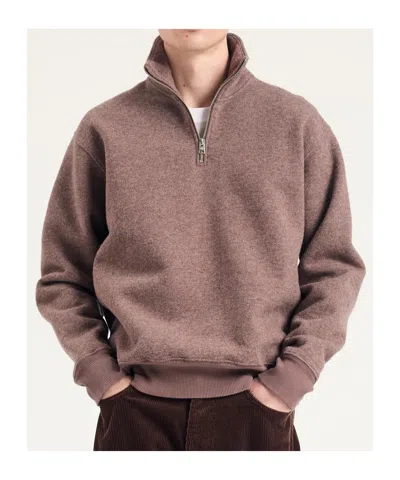 Norse Projects Wool Blend Half-zip Sweatshirt In Brown