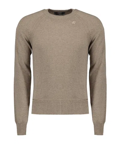 K-way Beige Crew Neck Sweater In Multi
