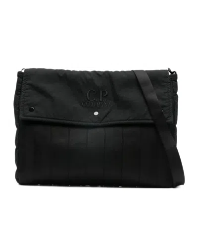 C.p. Company Herringbone Shoulder Bag Adjustable Strap Handle In Black