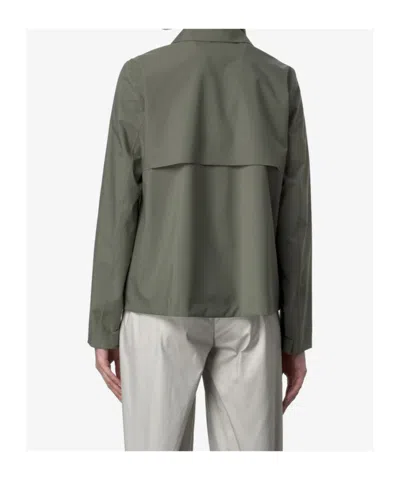 K-way Waterproof Collared Jacket In Green