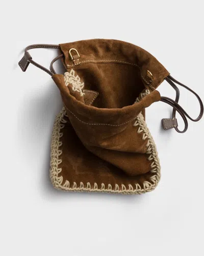 Prada Drawstring Cell Phone Bag In Brown
