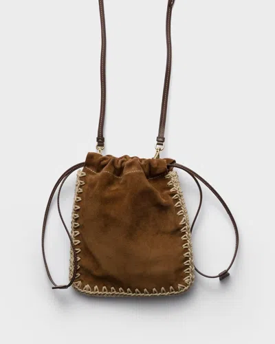 Prada Drawstring Cell Phone Bag In Brown