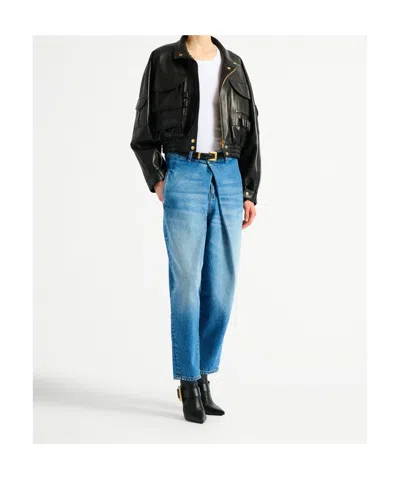 Balmain Multi-pocket Leather Bomber Jacket In Black