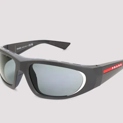 Prada Eyewear Linea Rossa Rectangle Frame Sunglasses In Black