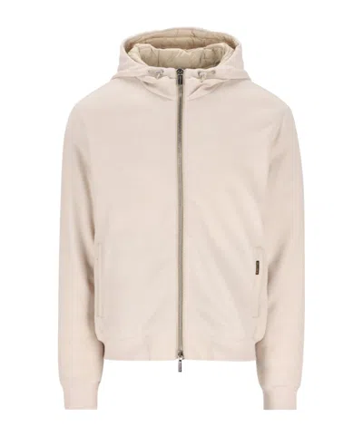 Moorer Drawstring Hooded Jacket In Brown