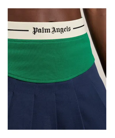 Palm Angels Logo Detail Curved Pleated Midi Skirt In Multi