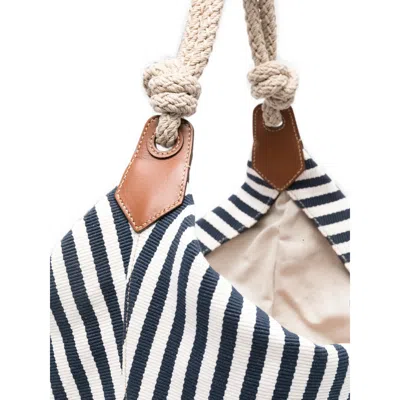 Miu Miu Canvas Bucket Bag Striped Pattern Rope Handle In Multi