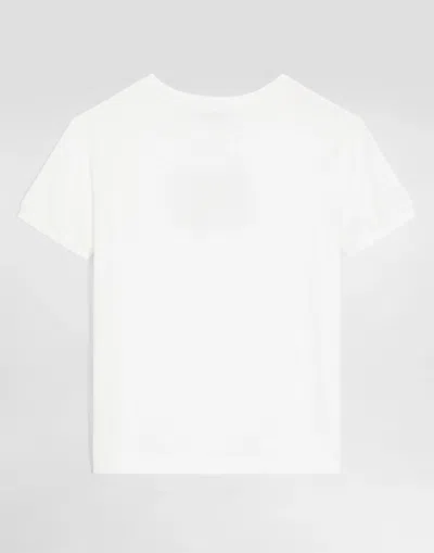 Dolce & Gabbana Jersey T-shirt With Sequin Logo Embroidery In White