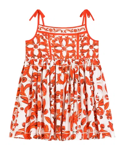 Dolce & Gabbana Majolica Cotton Dress In Multi