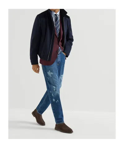 Brunello Cucinelli Stand-collar Zip Jacket In Black