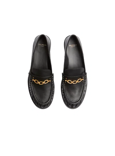 Balmain Sync Smooth-leather Loafers In Black