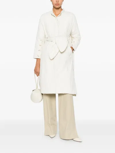 Psophia Belted Button-cuff Coat In Neutral