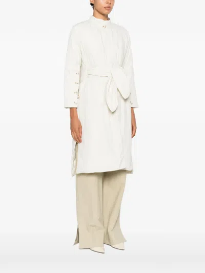 Psophia Belted Button-cuff Coat In Neutral