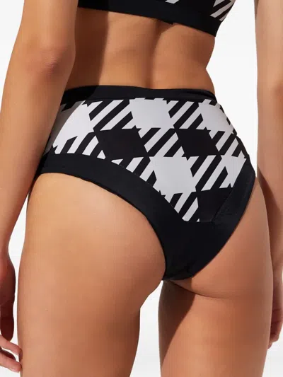 Beach Riot Isle Houndstooth Button Bikini Bottom In White