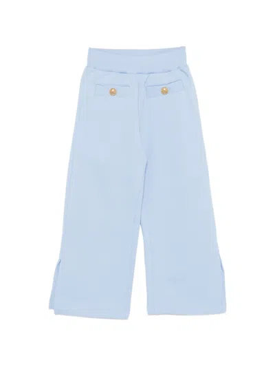 Balmain Embossed-button Track Pants In Blue