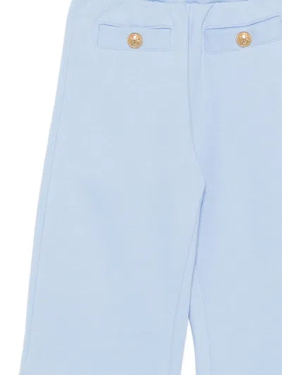 Balmain Embossed-button Track Pants In Blue