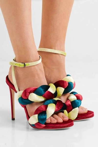 Shop Marco De Vincenzo Braided Velvet Sandals