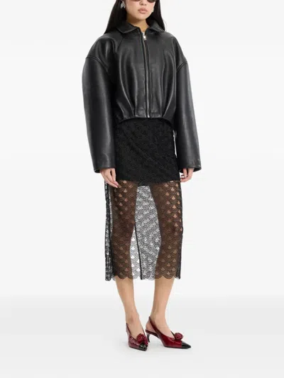 Rotate Birger Christensen Collared Leather Jacket In Multi