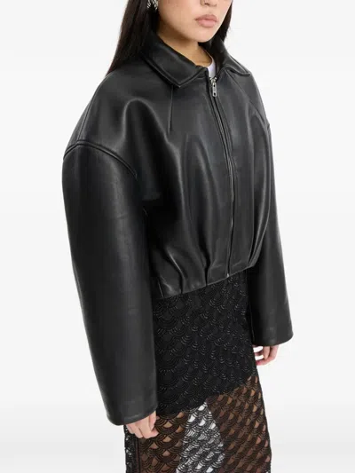 Rotate Birger Christensen Collared Leather Jacket In Multi