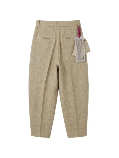 Uma Wang Herringbone-pattern Pleated Trousers In Brown