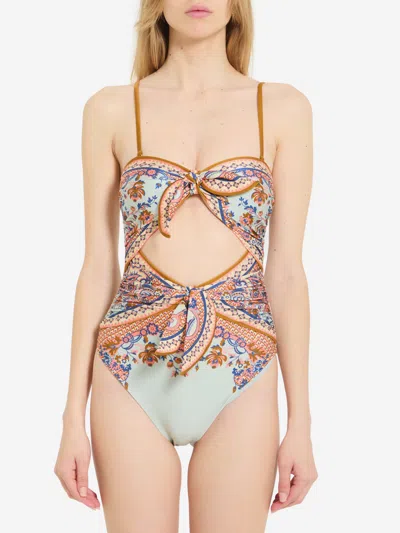 Zimmermann Aster One-piece Floral Swimsuit In Multi