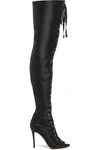 GIANVITO ROSSI Lace-up satin thigh boots