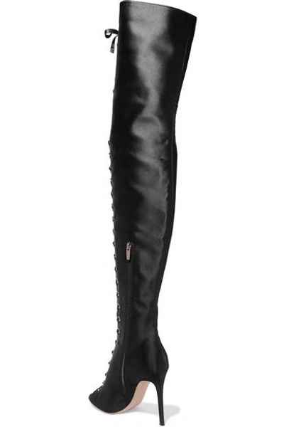 Shop Gianvito Rossi Lace-up Satin Thigh Boots