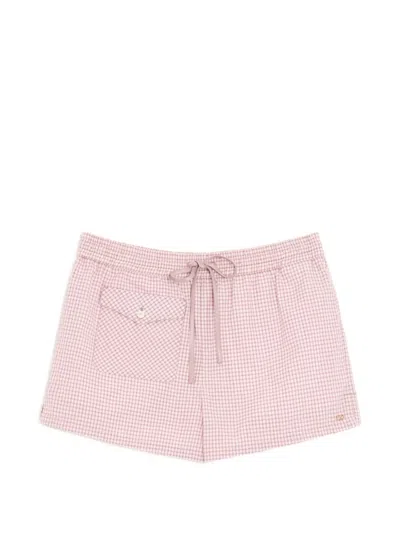 Valentino Check Pattern Shorts In Pink