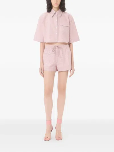 Valentino Check Pattern Shorts In Pink
