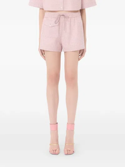 Valentino Check Pattern Shorts In Pink