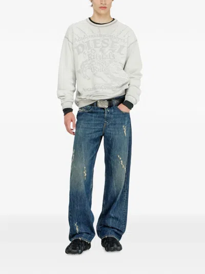 Diesel Sweatshirt With Dévoré Print In Gray