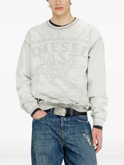 Diesel Sweatshirt With Dévoré Print In Gray