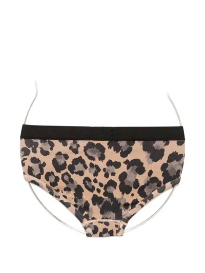 Tom Ford Leopard Print Logo Briefs In Neutral