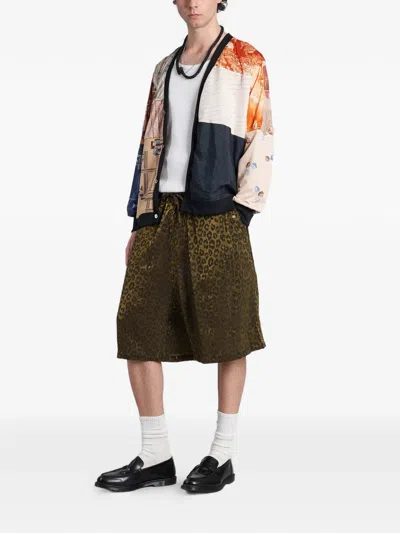 Needles Leopard-print Drawstring Shorts In Gold