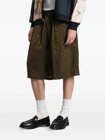 Needles Leopard-print Drawstring Shorts In Gold