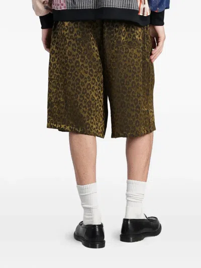 Needles Leopard-print Drawstring Shorts In Gold