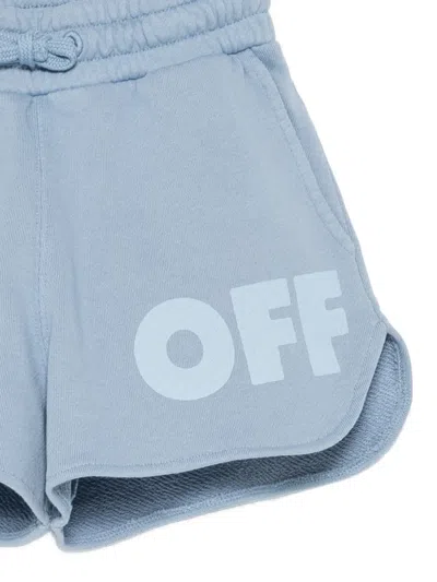 Off-white Logo-print Drawstring Shorts In Blue