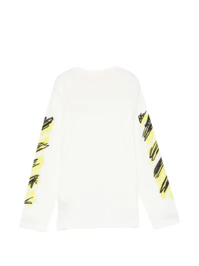 Off-white Long-sleeve Diagonal T-shirt In White
