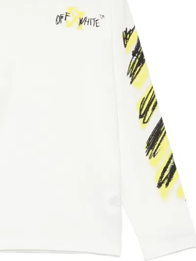 Off-white Long-sleeve Diagonal T-shirt In White