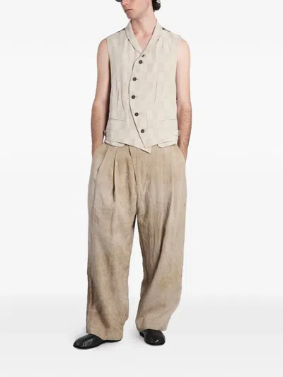Ziggy Chen Check-pattern Asymmetric Waistcoat In Neutral