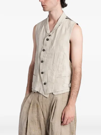Ziggy Chen Check-pattern Asymmetric Waistcoat In Neutral