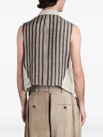 Ziggy Chen Check-pattern Asymmetric Waistcoat In Neutral