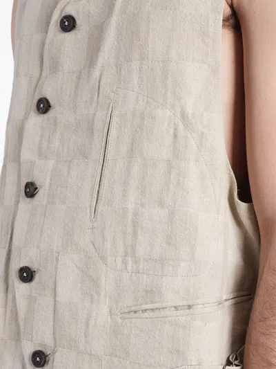 Ziggy Chen Check-pattern Asymmetric Waistcoat In Neutral