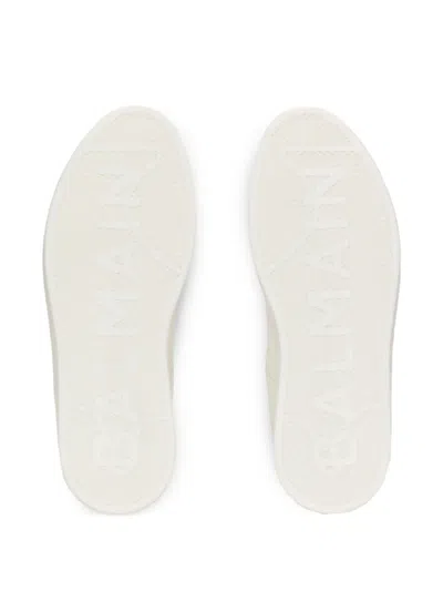 Balmain B-court Smooth Leather Trainers In White