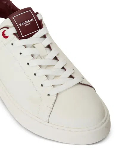 Balmain B-court Smooth Leather Trainers In White