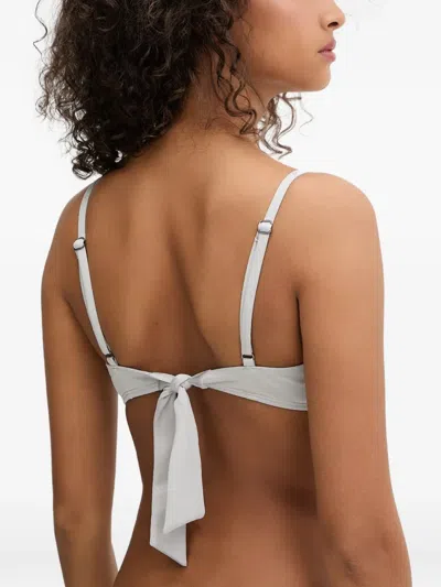 Armani Exchange Ruched Underwired Bikini Top In White