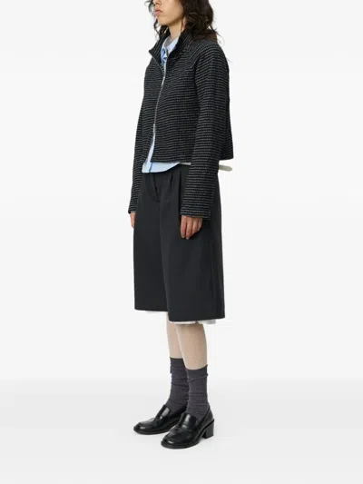Mfpen Check-pattern Cropped Jacket In Black